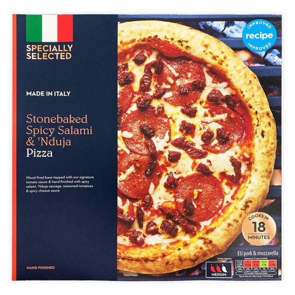 Specially Selected Stonebaked Spicy Salami &amp; &#39;Nduja Pizza 427g | ALDI